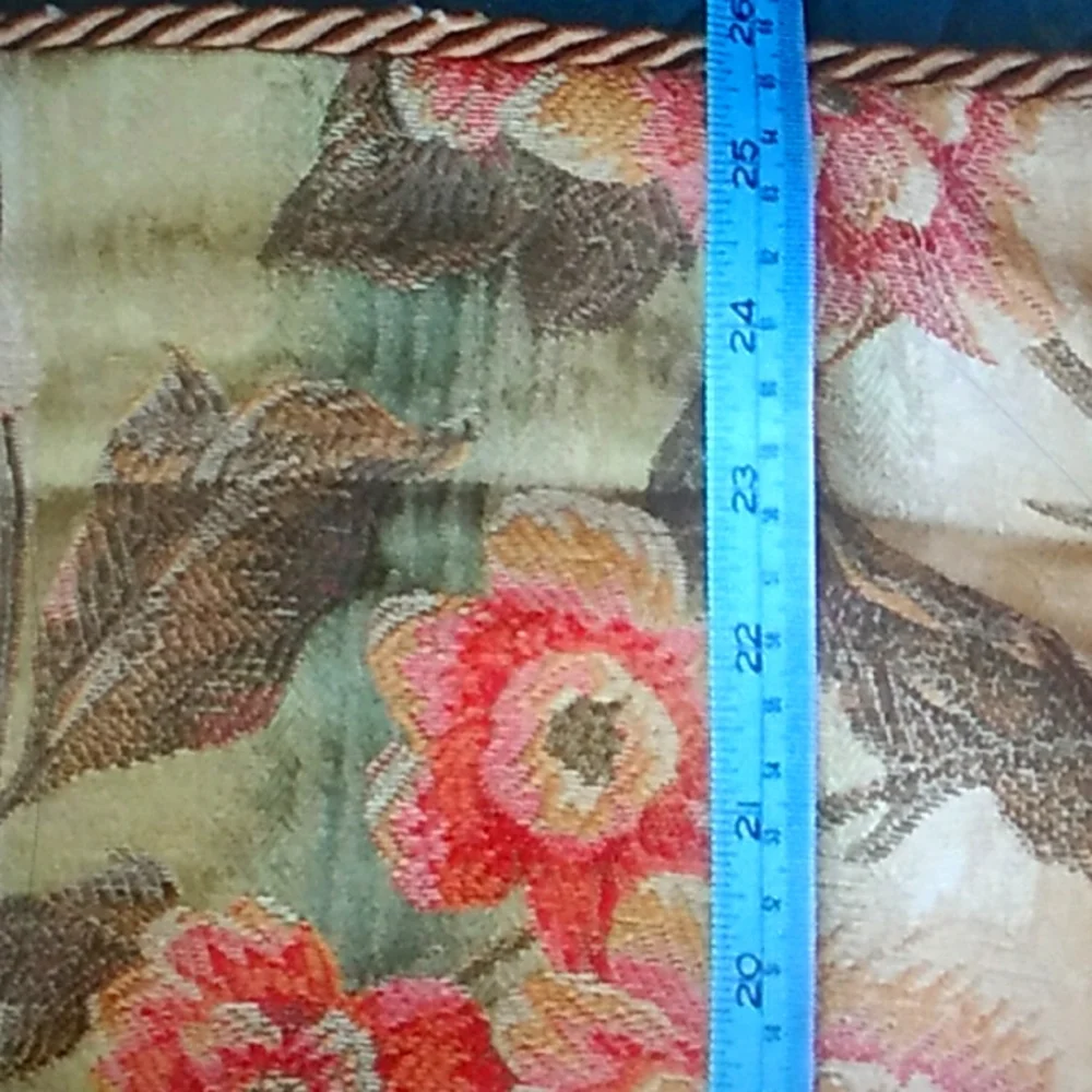 EURO SHAM PILLOW Royal Sateen Brocade Euro  44 X 26 Red Floral w/Gold Rope